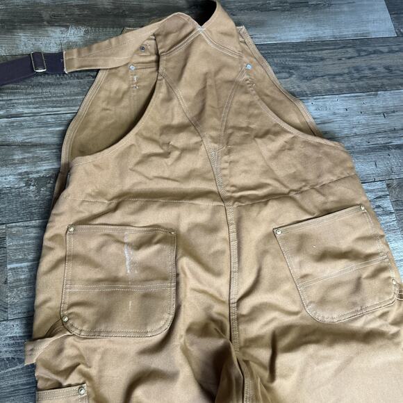 Carhartt R41 Duck Long Zip Double Knee Bib Men's Overall Quilt, 42X30 inch - Tan - Picture 9 of 9